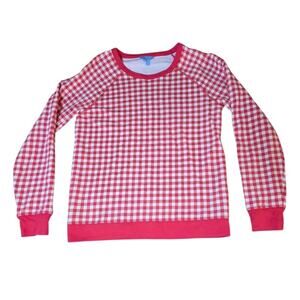 Draper James Women's Sz XS Pink Plaid Cotton Pullover Sweatshirt